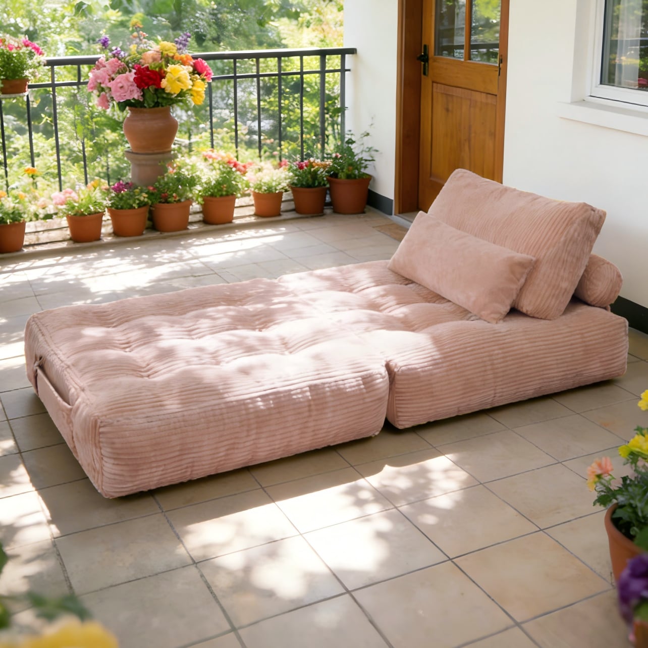 70.8"Corduroy Fabric Beanbag Couch For Living Room, Bedroom & Dorm, Cozy Fluffy Cloud Mini Couch -Pink_voghion.com